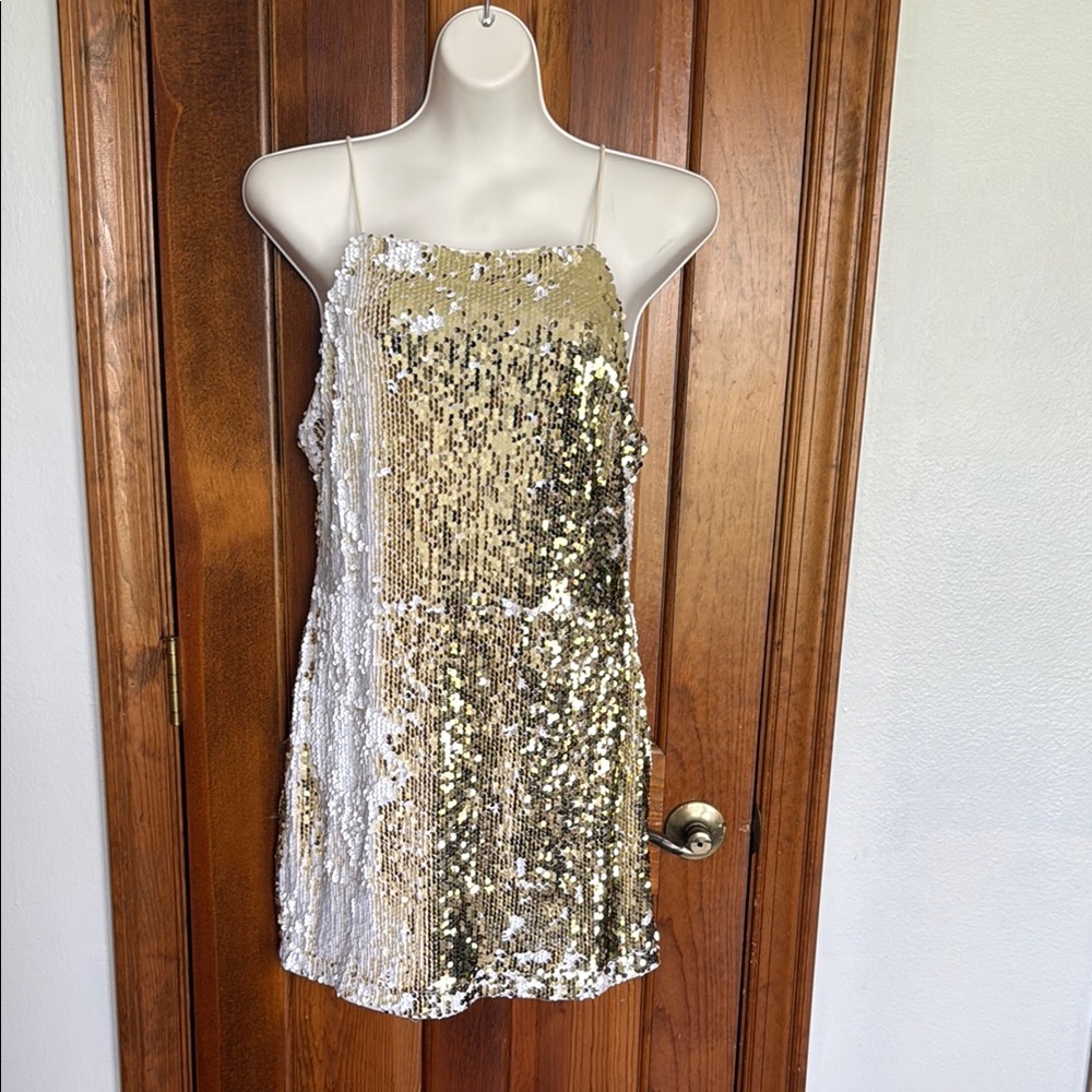 Forever 21 Gold and Silver Sequin Midi Dress